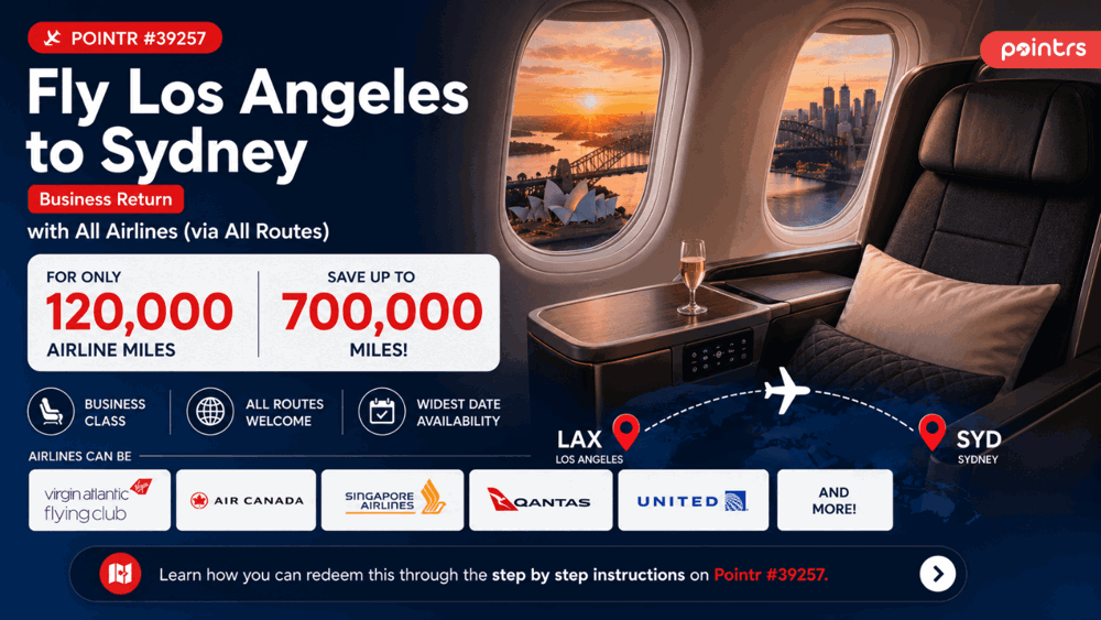 Los Angeles to Sydney — Business Class Return — Save 700,000 Miles