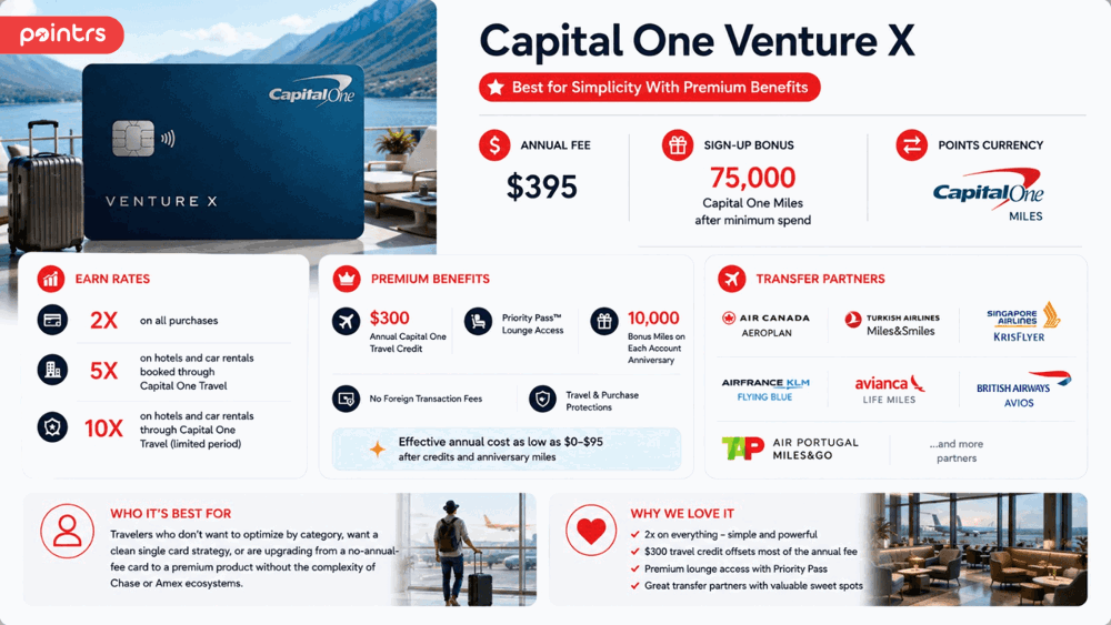 Capital One Venture X — Best for Simplicity With Premium Benefits