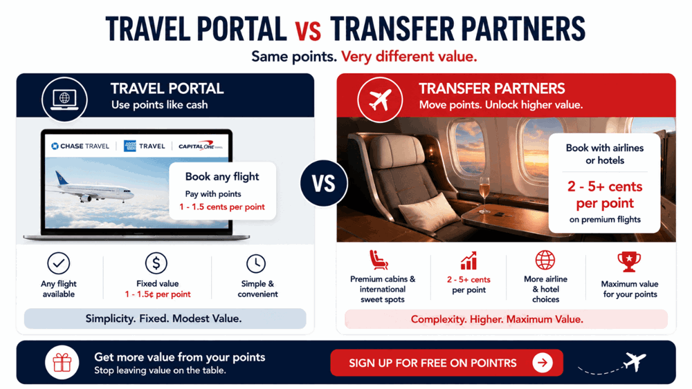 The difference between a travel portal and transfer partners