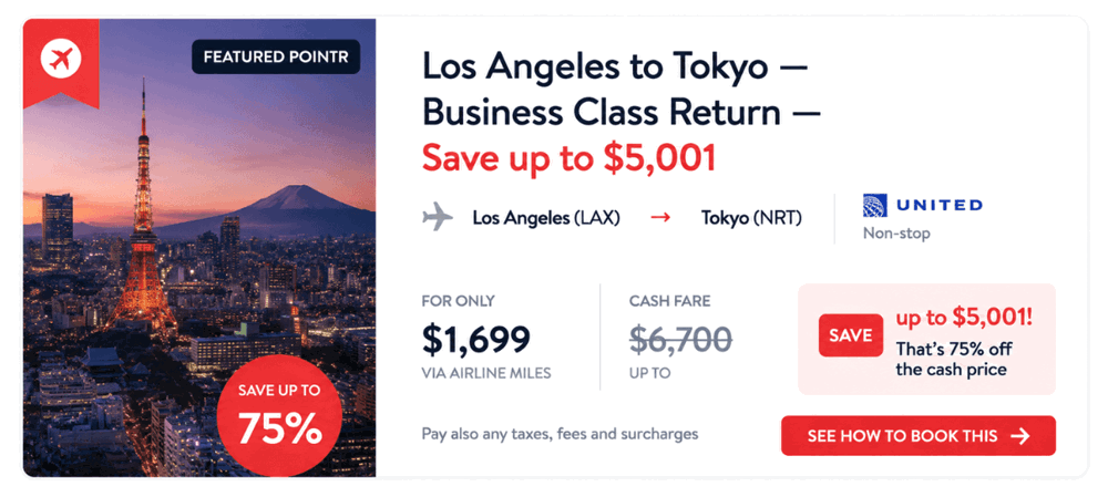 Los Angeles to Tokyo — Business Class Return — Save up to $5,001