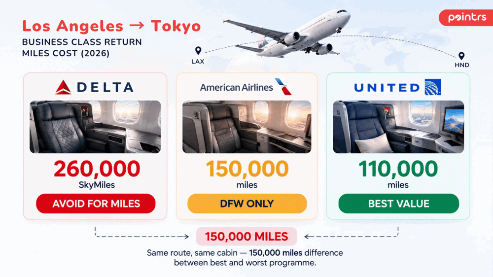 Los angeles to Tokyo Business Class Return Miles Cost