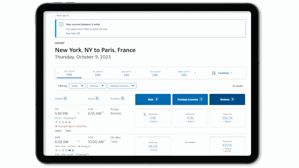 How to Use American Airlines Aadvantage - Selecting Flights