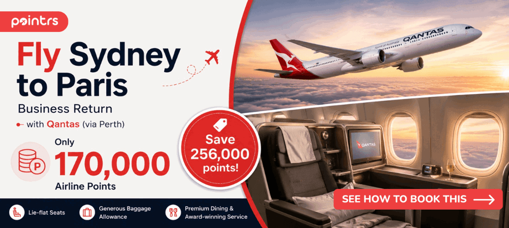 Sydney to Paris — Business Class Return — Save 256,000 points