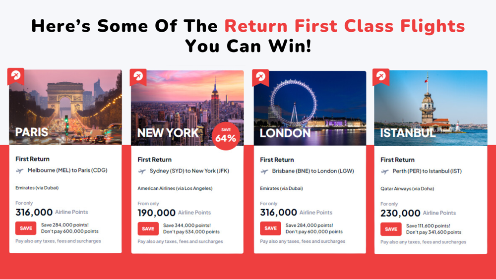 first class return flights you can win at Pointrs