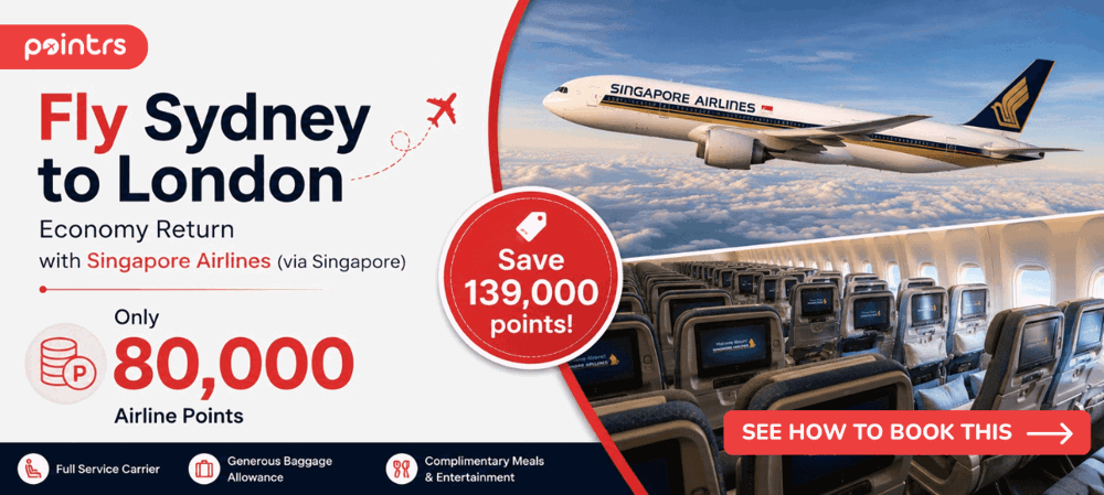 Sydney to London — Economy Return — Save 370,000 points