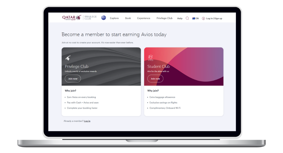 Sign up for Qatar Airways Privilege Club Account now