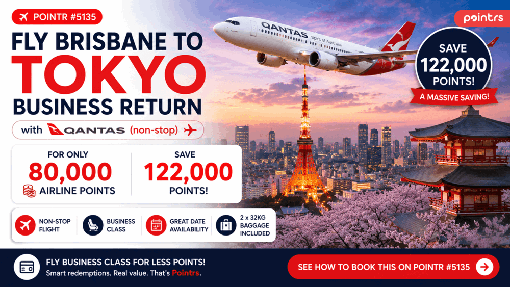 Brisbane to Tokyo Business Class return on Qantas for 80,000 Qantas Points