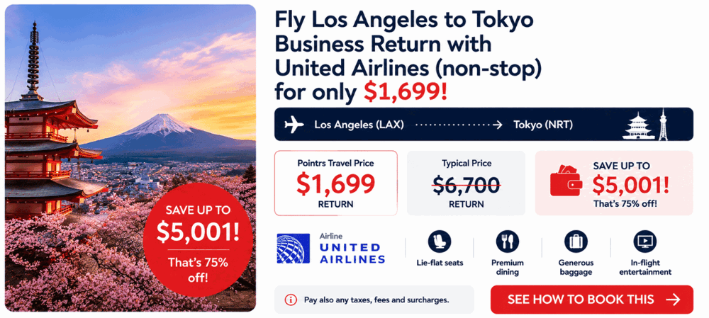 Fly Los Angeles to Tokyo Business Return with United Airlines