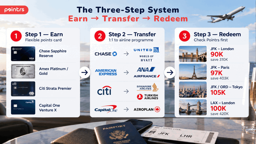 The three step earn miles system in USA