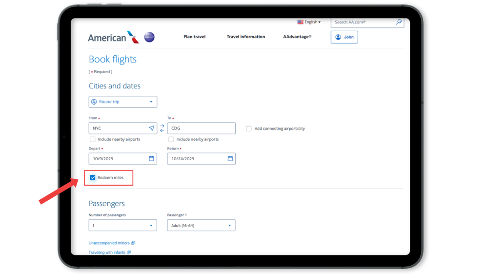 Step 4: Select “Redeem Miles”