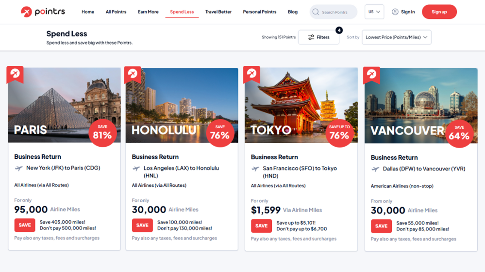 Spend Less Pointrs on American Airlines Miles
